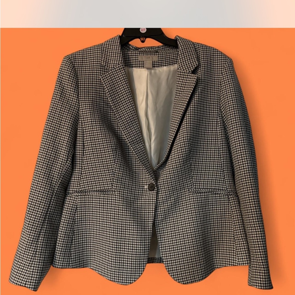 H&M Black and White Checkered Blazer